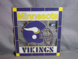 lot 23 image: Minnesota Vikings Stained Glass Sign