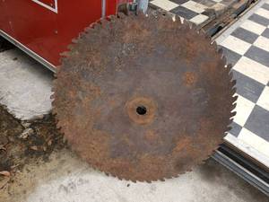 lot 58 image: 2 Vintage Sawmill Circular Saw Blade with Offset Teeth