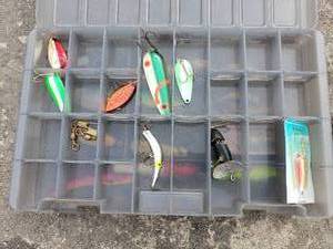 lot 97 image: 2 Sided Lure Case with Fishing Lures