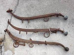 lot 102 image: Lot of 3 Horse Hames with Ball Knobs