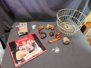 lot 245 image: Metal Basket with Small Collectibles and Trinkets