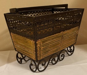 lot 130 image: Metal Basket with Woven Accents