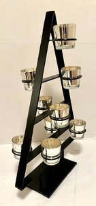 lot 191 image: Metal and Glass Votive Candle Holder Tree by Balsam Hill