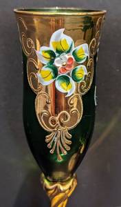 lot 58 image: Three Painted Murano Glass Champagne Flutes