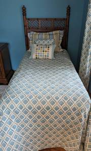 lot 6 image: Twin Size Tommy Bahama Island Estate Bed Frame and Custom Linens #1