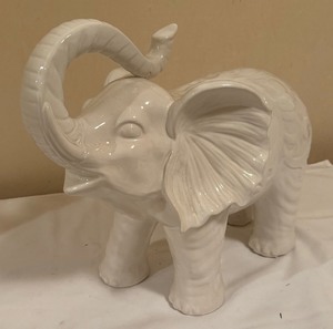 lot 231 image: White Porcelain Elephant Decorative Figurine by Three Hands Corp