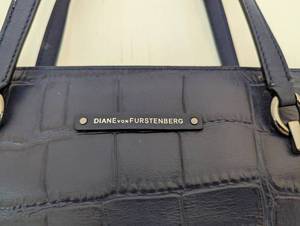 lot 36 image: Diane von Furstenberg Navy Leather Crocodile Print Tote