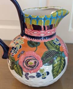 lot 43 image: Pair of Colorful Ceramic Pitchers