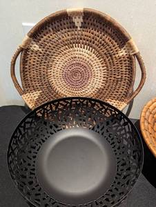 lot 301 image: Decorative Metal and Woven Baskets