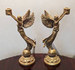 lot 335 image: RAZ Imports Resin Angel Candleholders
