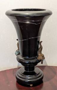 lot 336 image: Black Marble Koi Fish Handled Vase