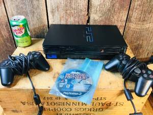 lot 9 image: Play Station PS2 Game Console- Controllers - Cords