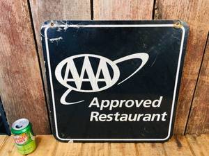 lot 65 image: Vintage AAA  Approved Restaurant Metal Sign