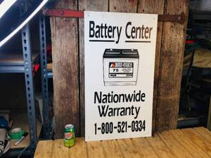 lot 69 image: Vintage Battery Center In-Store Sign