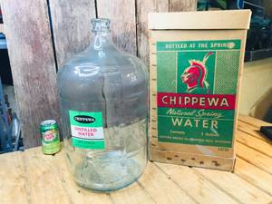 lot 71 image: Vintage Chippewa Spring Water Glass Bottle and Case