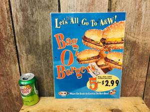 lot 87 image: Vintage A&W Bag O Burger in Store Sign