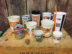 lot 91 image: Vintage A&W Cups & Cans