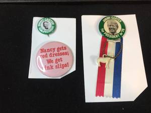 lot 213 image: Vintage Jimmy Carter for President in 76 Pinback