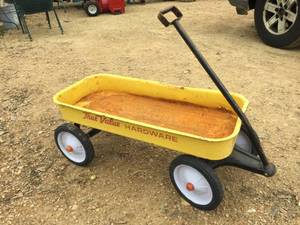 lot 225 image: Vintage True Value Hardware Yellow Wagon