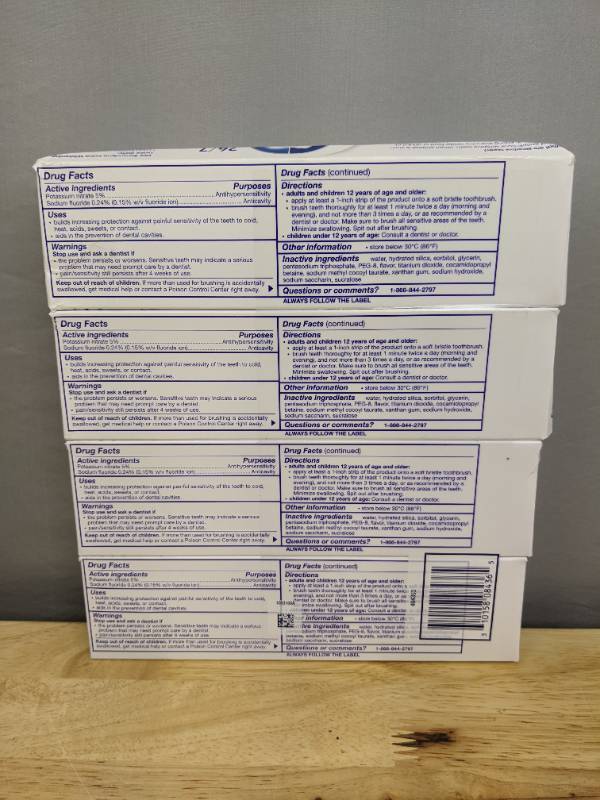 lot 44A image: Brand New Pack of 4 Sensodyne Maximum Strength & Extra Whitening Net Weight 6.5 oz per Tube X