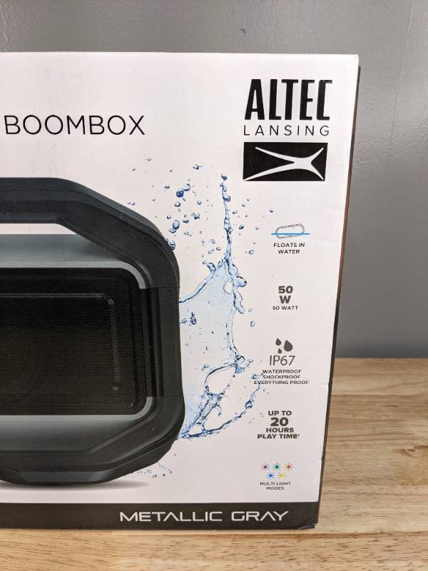 lot 6 image: Brand New Altec Lansing IMW999 RockBox XL 20 Hours Playtime IP67 Waterproof USB Charger LED Portable Wireless Bluetooth Speaker O