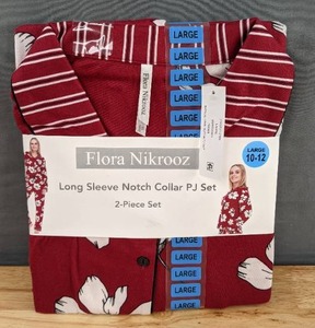 lot 60 image: Flora Nikrooz Long Sleeve Notch Collar 2-Piece PJ Set - Size Large (10-12) X