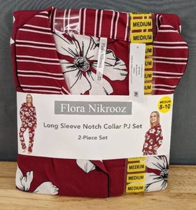 lot 61 image: Flora Nikrooz Long Sleeve Notch Collar 2-Piece PJ Set - Size Medium (8-10) X
