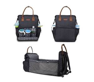 lot 27 image: New Monbebe Bolt Diaper Bag Backpack with Bassinet Changing Station, Urban Boho X