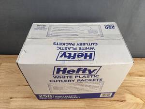 lot 56 image: Brand New Hefty Wrapped Cutlery Combo Packs (250 ct.) White X
