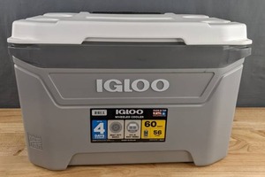 lot 23 image: NEW Igloo 60 Quart Sunset Roller Cooler - WhiteGray X