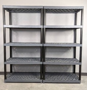lot 50 image: (2) 5-Tier Heavy Duty Freestanding Plastic Shelves D