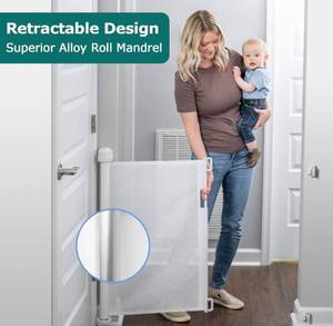 lot 51A image: New YOOFOR Retractable Baby Gate, Extra Wide Safety for Kids or Pets, Great for Stairs, Indoor, Outdoor, Doorways, Hallways (White, 33x55) T