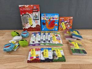 lot 74A image: An Assortment of Childrens Flash Cards, No Mess Activites, Plush Toys, Books, and More X