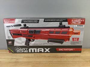 lot 38A image: Brand New 32 Piece Dart Zone Max Dictator Ultimate Dart Blaster with 24 Darts and Eyewear - Blasts Darts over 125 Feet O