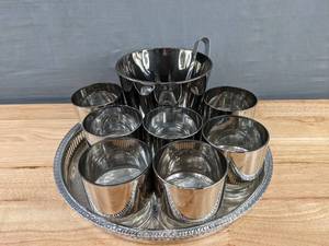 lot 150A image: Drink Set - (7) Cups, PunchIce Bowl, and Platter K