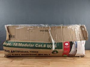 lot 113A image: Holiday Time Pre-Lit 6.5 Madison Pine White Artificial Christmas Tree, Multi-Color Lights T