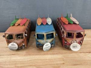 lot 101 image: NEW (3) Chesapeake Bay VW Metal Beach Bus with Surfboards K