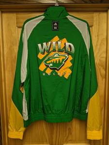 lot 12A image: Brand New Adidas Minnesota Wild NHL Hockey Zip Up Wind Jacket Mens Medium V