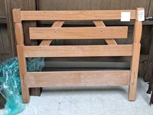 lot 804 image: Vintage A. Brandt Ranch Twin Size Oak Wood Headboard