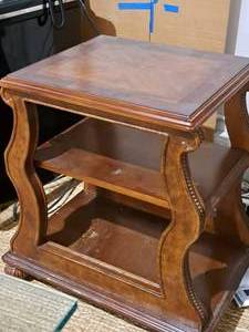 lot 848 image: Wood End Table 3-tier