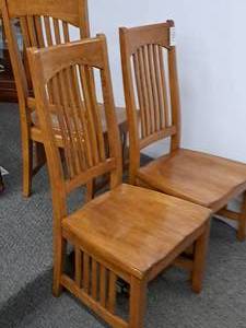 lot 873 image: Lot of (3) Mission Wood Dining Side Chairs