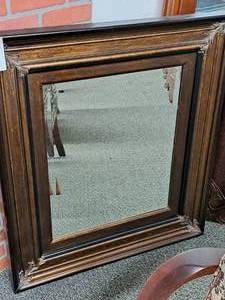 lot 875 image: Wood Framed Wall Mirror