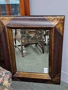 lot 876 image: Leather Framed Wall Mirror