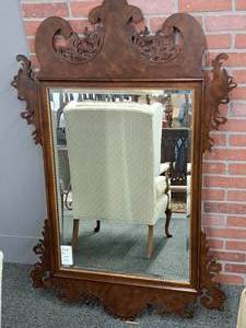 lot 877 image: Ornate Wood Framed Wall Mirror