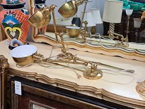 lot 896 image: Lot of (2) Brass Adjustable Lamps