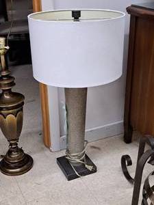 lot 908 image: Stone Base Table Lamp with Lamp Shade