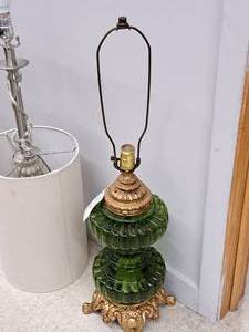 lot 912 image: Green Glass French Table Lamp