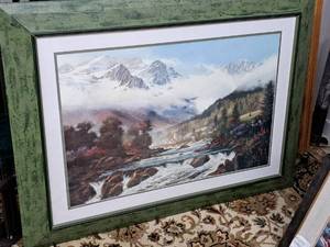 lot 927 image: Art - Mountain Scene by Hirkovich Signed , FramedDouble Matte