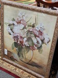 lot 960 image: Painting - Floral by Tava Signed , Framed