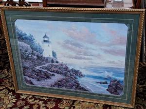 lot 961 image: Wall Art - Lighthouse , FramedDouble MatteGlass